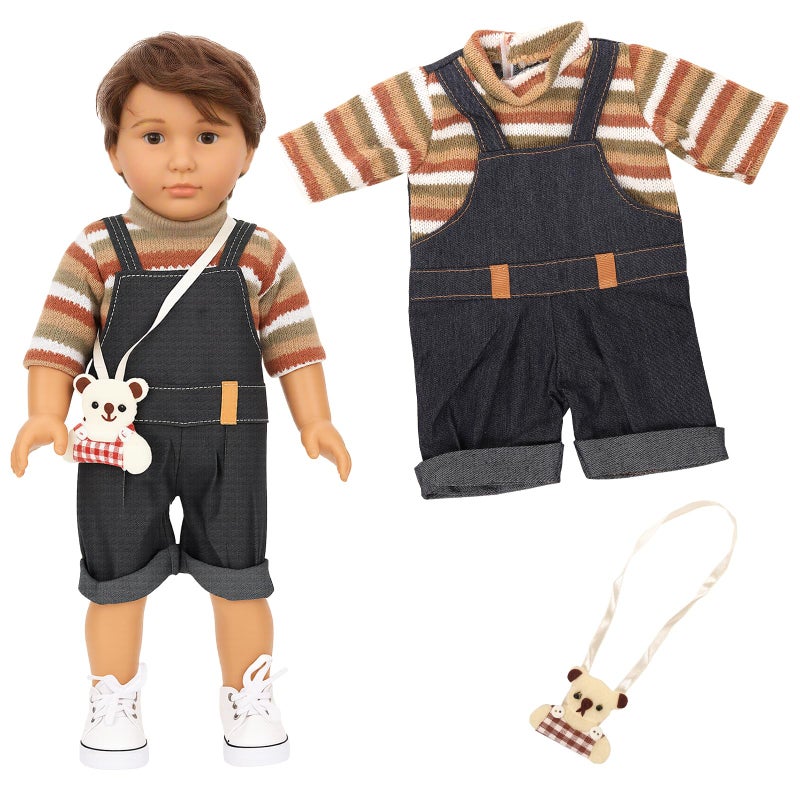 BARWA Boy Doll Clothes 5sets Boy Dolls Clothes 2 Pairs Shoes 1 Pair Glasses Compatible for 18 Inch Doll Outfit - Image 3